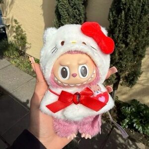 Cute Hello Kitty Outfit with Labubu Plush